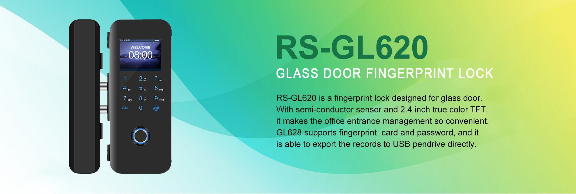 Glass door fingerprint lock